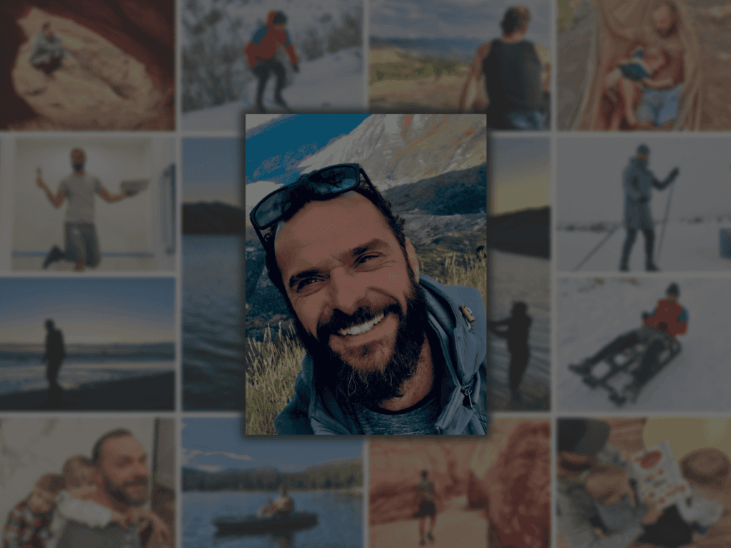 Portrait of DR Contractor with lifestyle photos in the background, representing precision tilework and thorough preparation in bathroom and kitchen remodeling